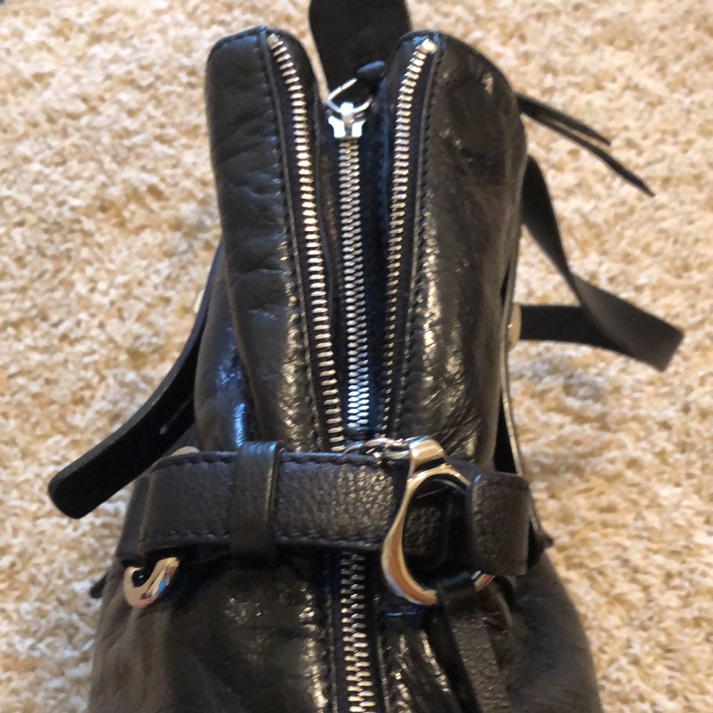 Francesco Biasia vintage black leather handbag with silver hardware - Picture 5 of 12